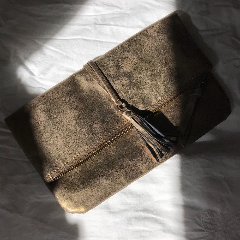 Bronze Distressed Metallic Lucky Brand Clutch